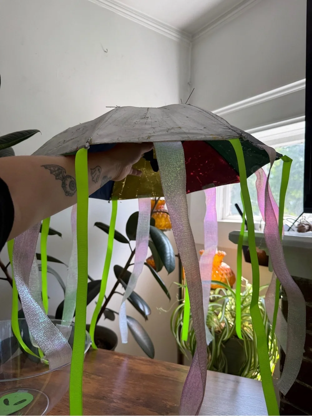 DIY Alien UFO Spaceship Costume Accessory Umbrella Hat Clear Bowl Prop Halloween